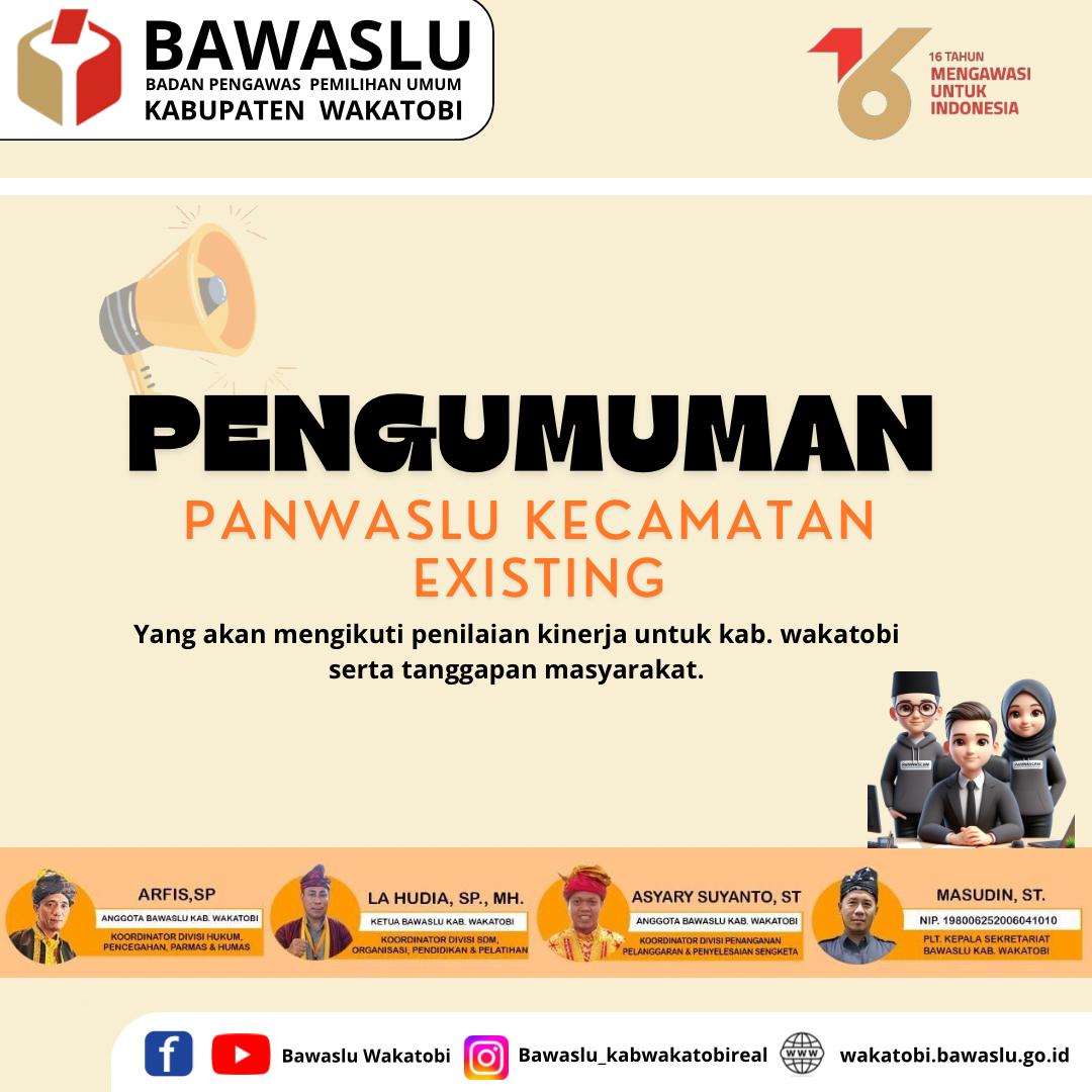 BAWASLU KAB. WAKATOBI MEMBUKA TAGGAPAN MASYARAKAT TERKAIT EVALUASI EXISTING PANWASLU KEC. SE-KAB. WAKATOBI.