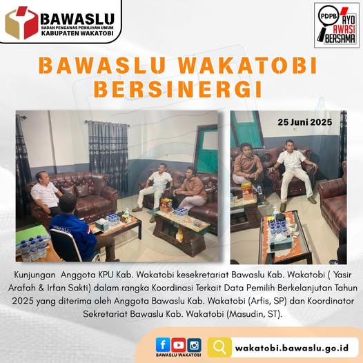 Bawaslu Wakatobi Terima Kunjungan Anggota KPU dalam Rangka Koordinasi PDPB