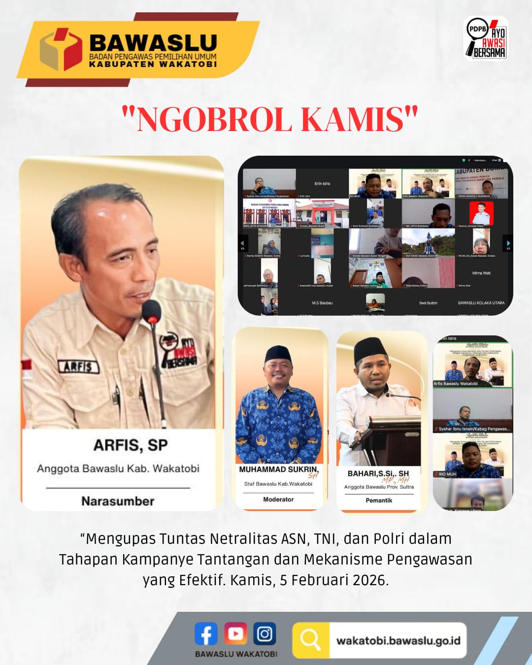 Netralitas ASN, TNI, dan Polri Jadi Sorotan dalam “Ngobrol Kamis” Bawaslu Sultra