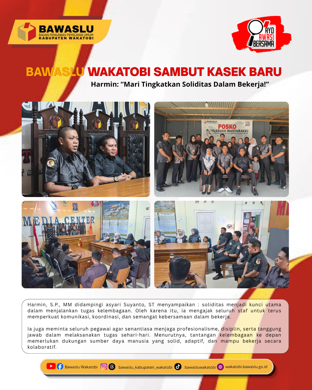 BAWASLU WAKATOBI SAMBUT KASEK BARU
